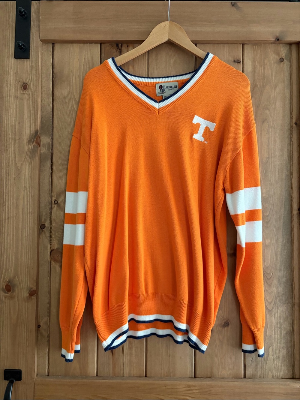 Vintage Tennessee Volunteers Orange V-Neck Sweater - Picture 1 of 4